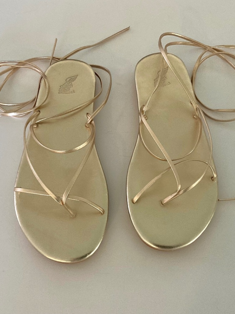 ANCIENT GREEK Gladiator Sandal in Gold Leather Size EU 40